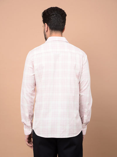 Pink Checked 100% Cotton Shirt-Men Shirts-Crimsoune Club