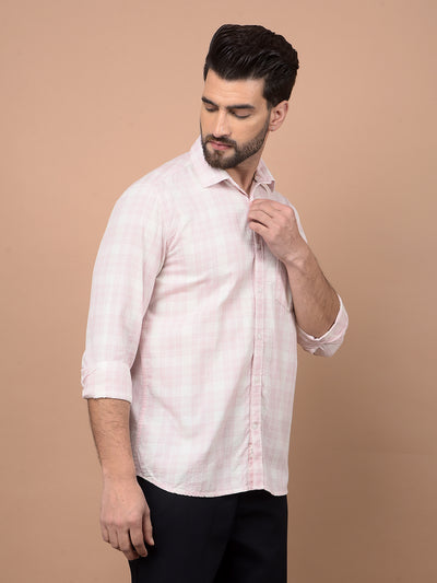 Pink Checked 100% Cotton Shirt-Men Shirts-Crimsoune Club