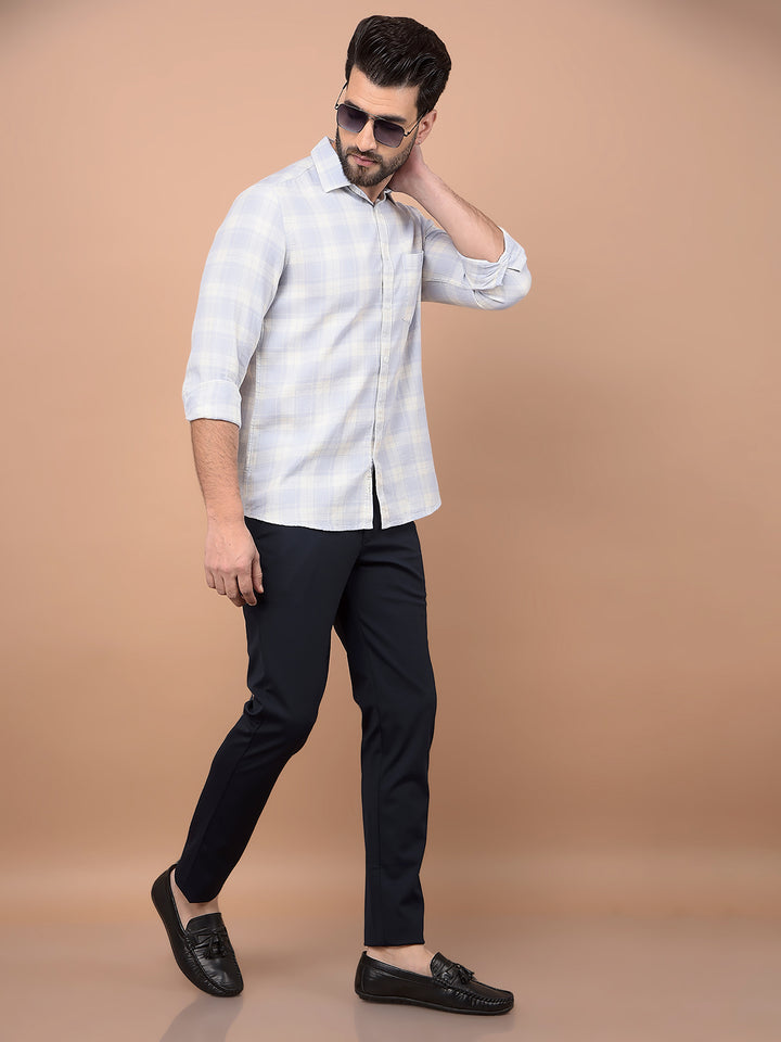 Purple Checked 100% Cotton Shirt-Men Shirts-Crimsoune Club