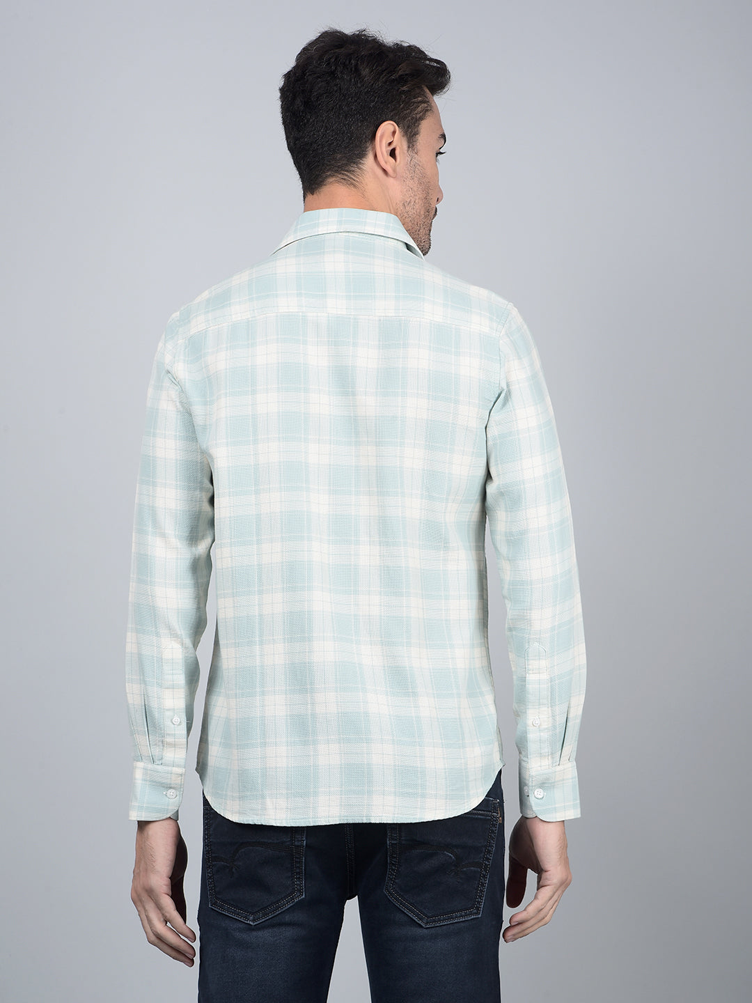 Green Checked 100% Cotton Shirt-Men Shirts-Crimsoune Club