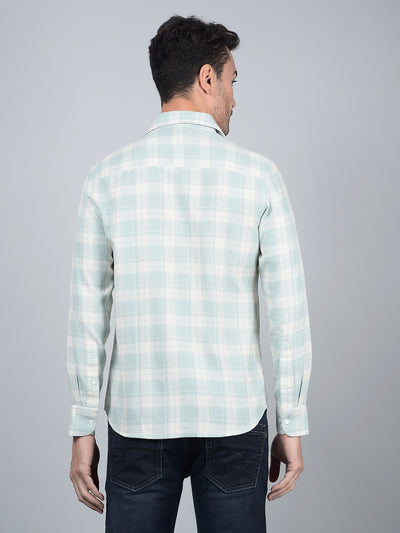 Green Checked 100% Cotton Shirt-Men Shirts-Crimsoune Club