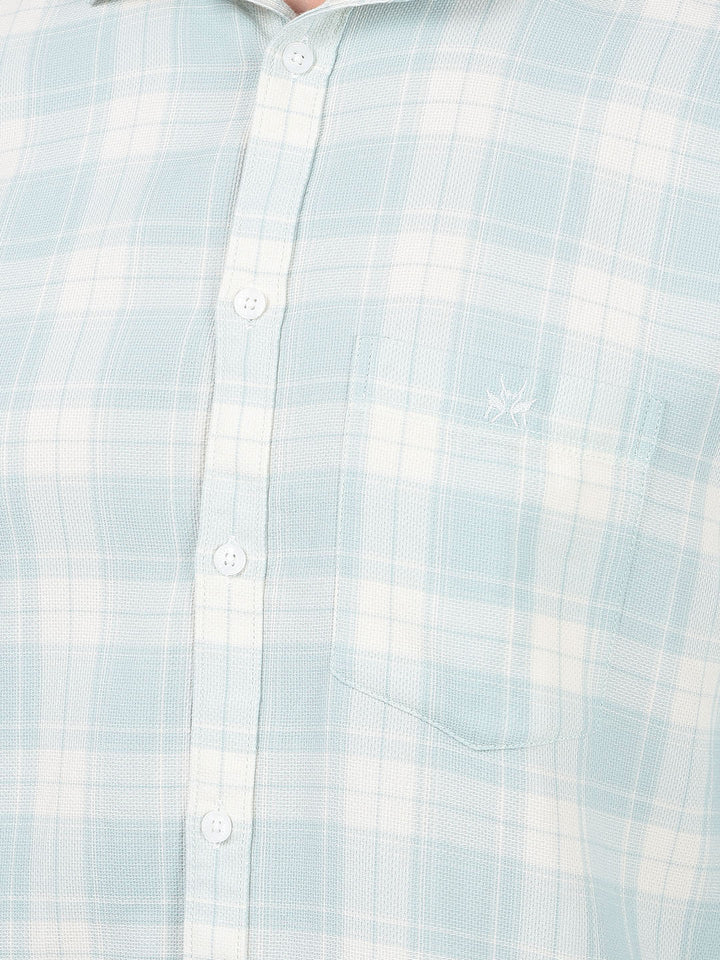 Green Checked 100% Cotton Shirt-Men Shirts-Crimsoune Club