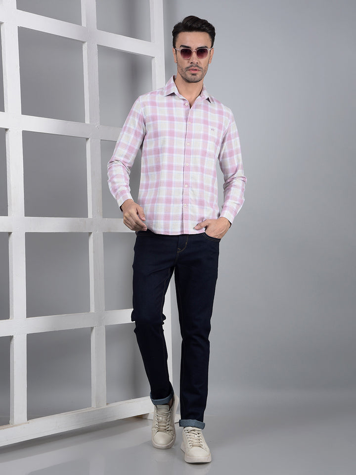 Purple Checked 100% Cotton Shirt-Men Shirts-Crimsoune Club