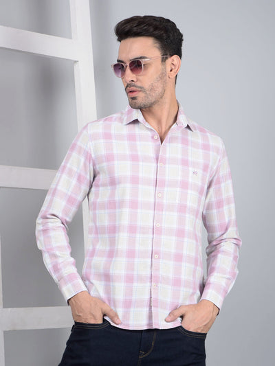 Purple Checked 100% Cotton Shirt-Men Shirts-Crimsoune Club