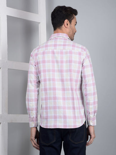 Purple Checked 100% Cotton Shirt-Men Shirts-Crimsoune Club