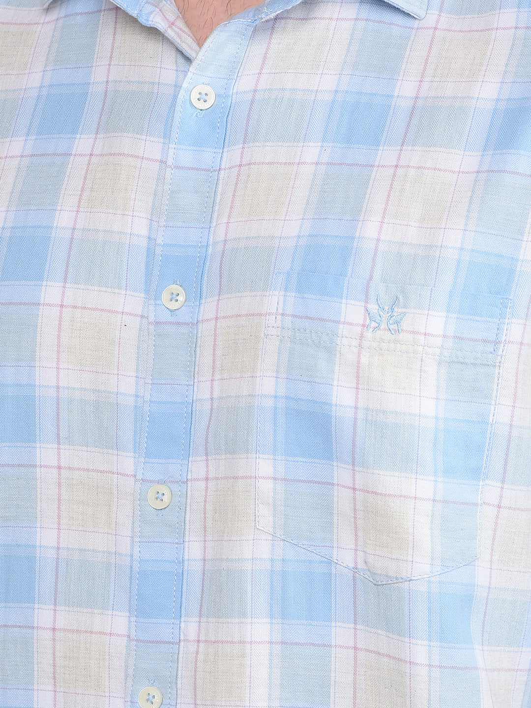 Blue Checked 100% Cotton Shirt-Men Shirts-Crimsoune Club