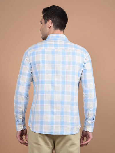 Blue Checked 100% Cotton Shirt-Men Shirts-Crimsoune Club