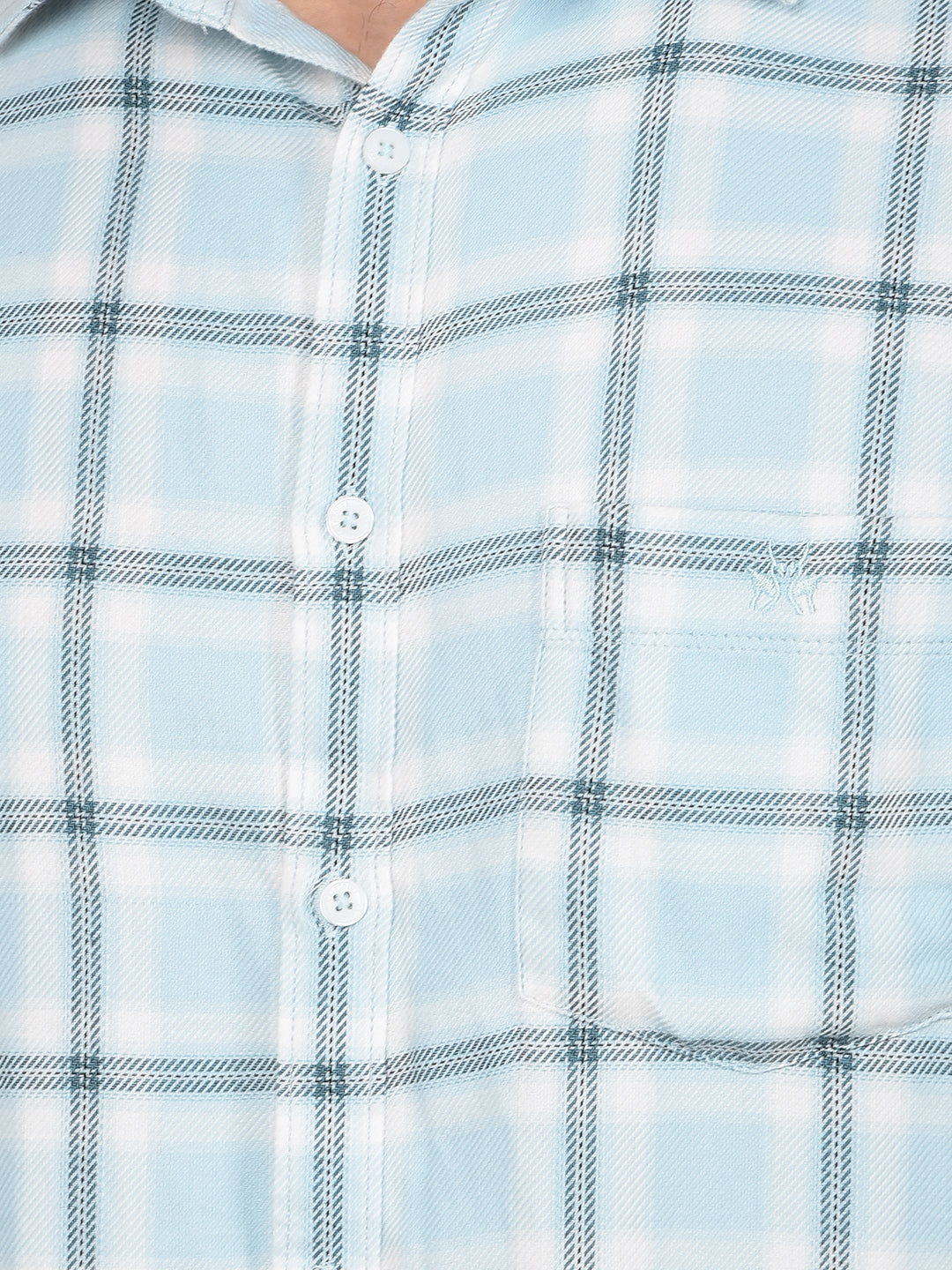 Blue Checked 100% Cotton Shirt-Men Shirts-Crimsoune Club