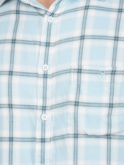 Blue Checked 100% Cotton Shirt-Men Shirts-Crimsoune Club