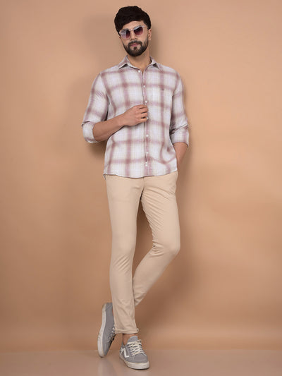 Purple Checked Linen Shirt-Men Shirts-Crimsoune Club