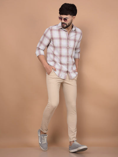Purple Checked Linen Shirt-Men Shirts-Crimsoune Club