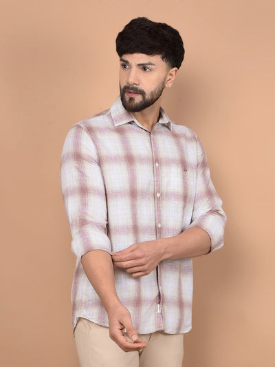 Purple Checked Linen Shirt-Men Shirts-Crimsoune Club