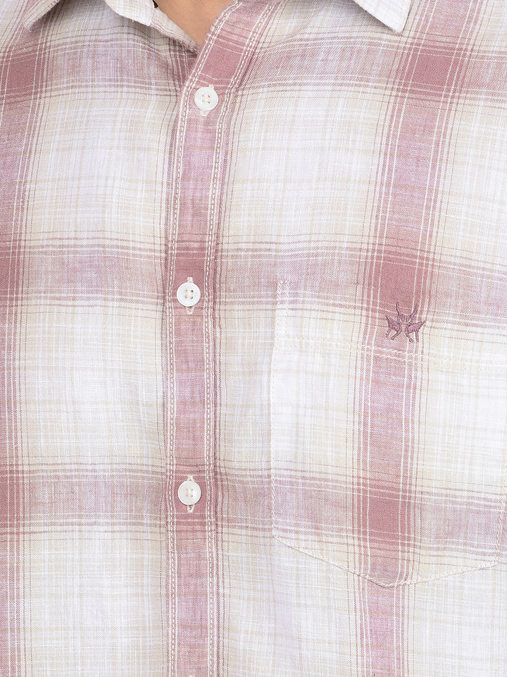 Purple Checked Linen Shirt-Men Shirts-Crimsoune Club
