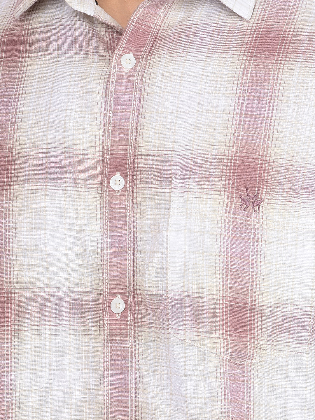 Purple Checked Linen Shirt-Men Shirts-Crimsoune Club