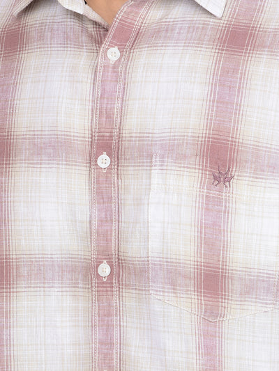 Purple Checked Linen Shirt-Men Shirts-Crimsoune Club
