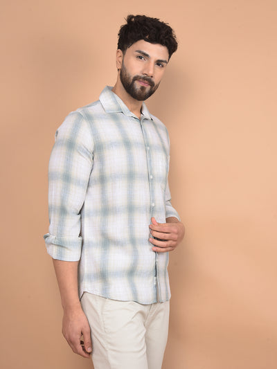 Green Checked Linen Shirt-Men Shirts-Crimsoune Club