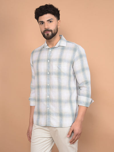 Green Checked Linen Shirt-Men Shirts-Crimsoune Club