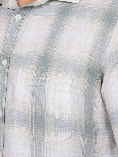 Green Checked Linen Shirt-Men Shirts-Crimsoune Club