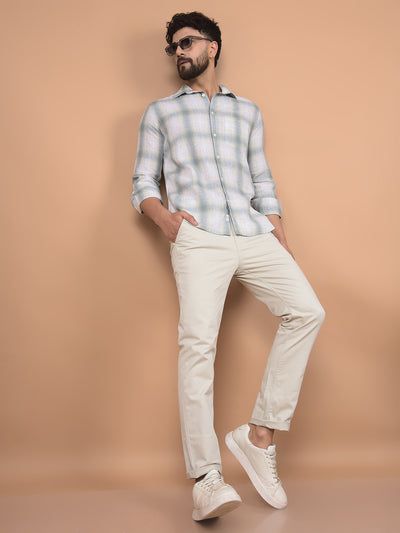 Green Checked Linen Shirt-Men Shirts-Crimsoune Club