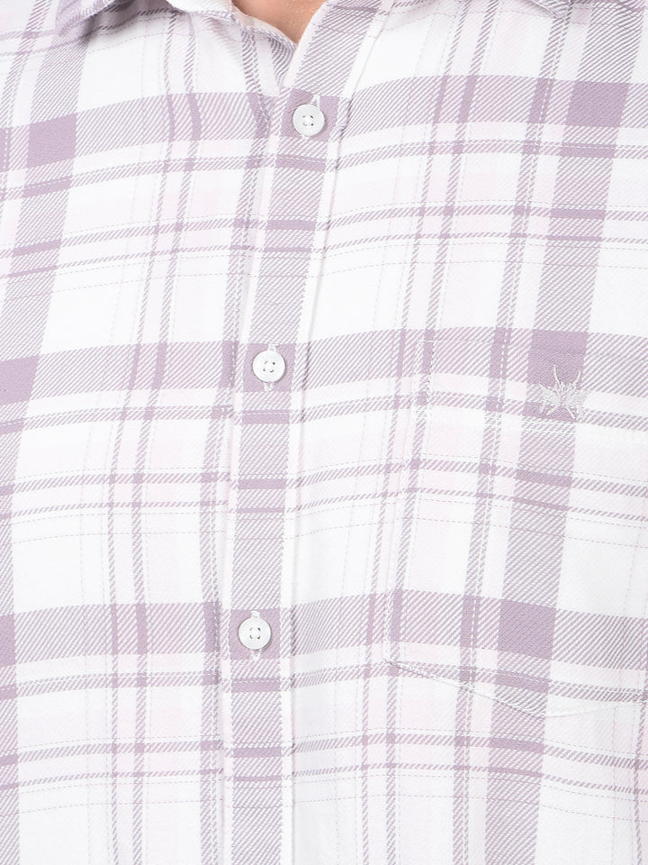 Purple Checked 100% Cotton Shirt-Men Shirts-Crimsoune Club