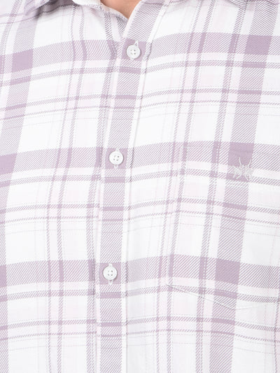 Purple Checked 100% Cotton Shirt-Men Shirts-Crimsoune Club