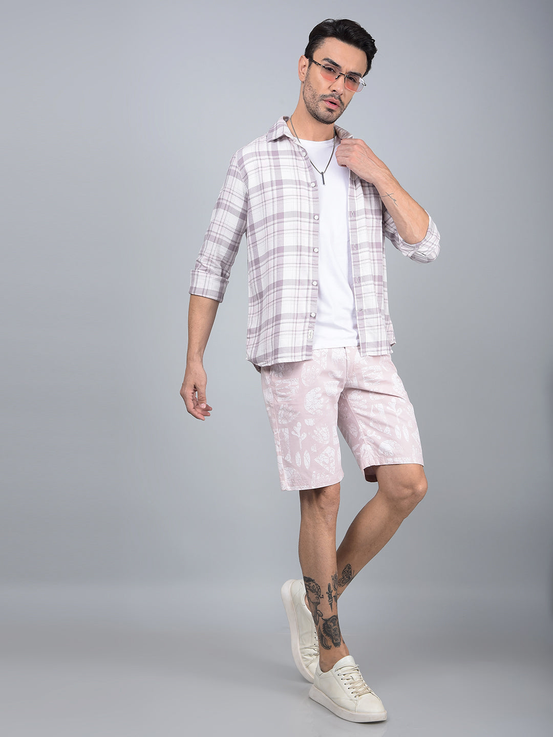 Purple Checked 100% Cotton Shirt-Men Shirts-Crimsoune Club
