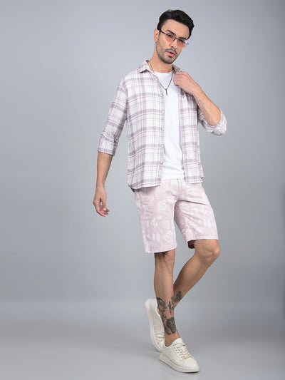 Purple Checked 100% Cotton Shirt-Men Shirts-Crimsoune Club