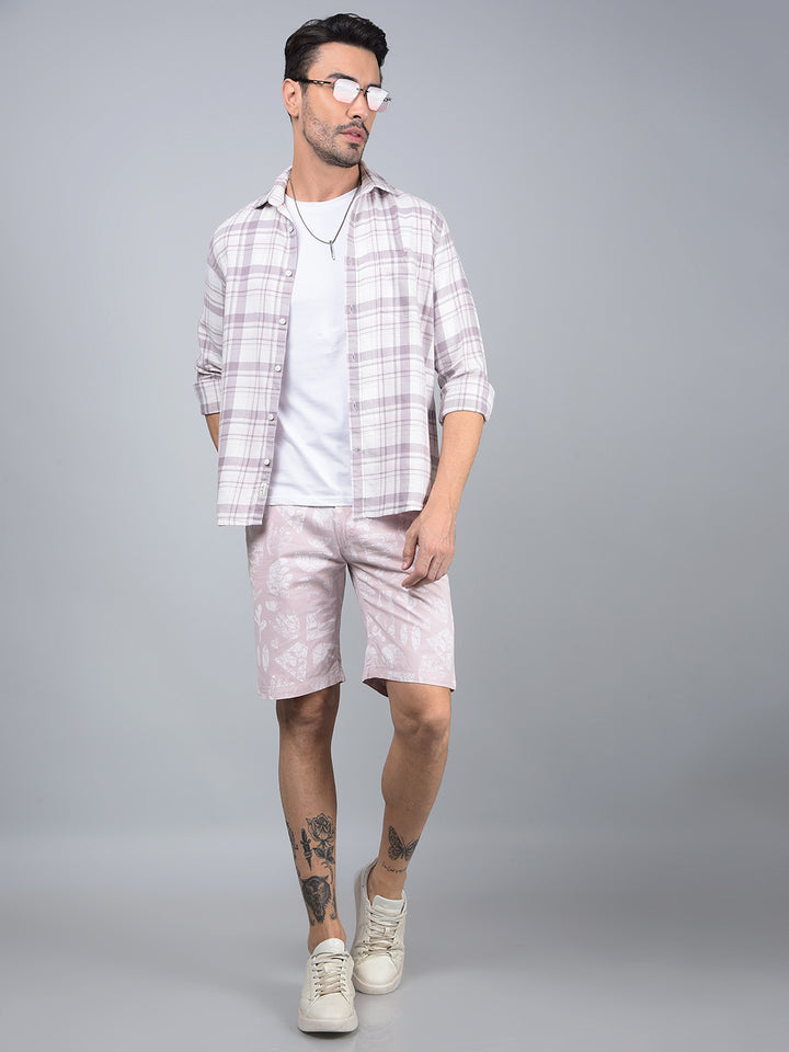 Purple Checked 100% Cotton Shirt-Men Shirts-Crimsoune Club