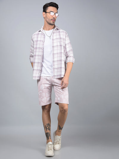 Purple Checked 100% Cotton Shirt-Men Shirts-Crimsoune Club