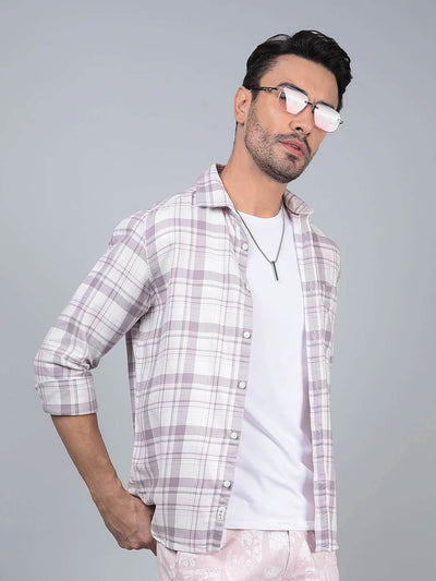 Purple Checked 100% Cotton Shirt-Men Shirts-Crimsoune Club