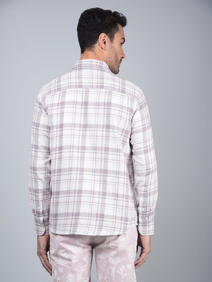 Purple Checked 100% Cotton Shirt-Men Shirts-Crimsoune Club