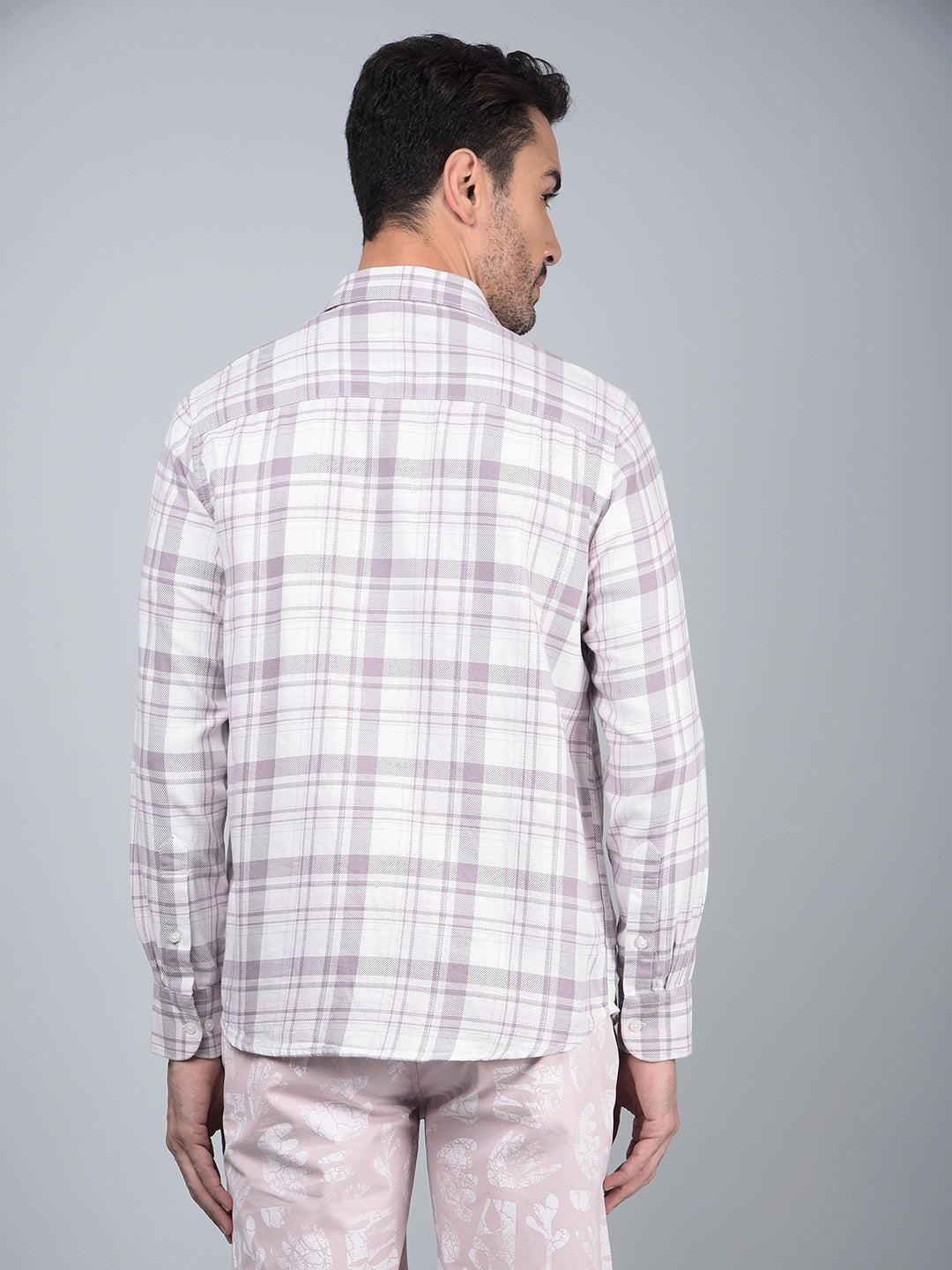Purple Checked 100% Cotton Shirt-Men Shirts-Crimsoune Club