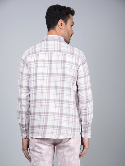 Purple Checked 100% Cotton Shirt-Men Shirts-Crimsoune Club