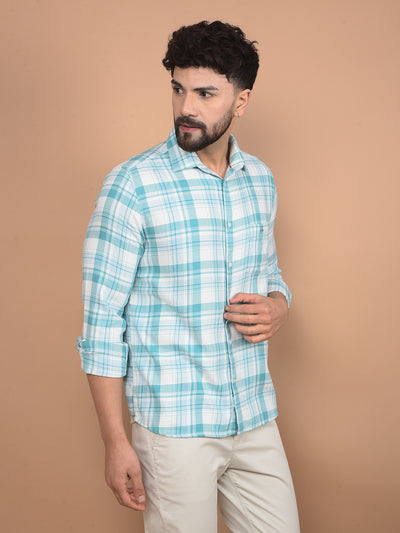 Blue Checked 100% Cotton Shirt-Men Shirts-Crimsoune Club