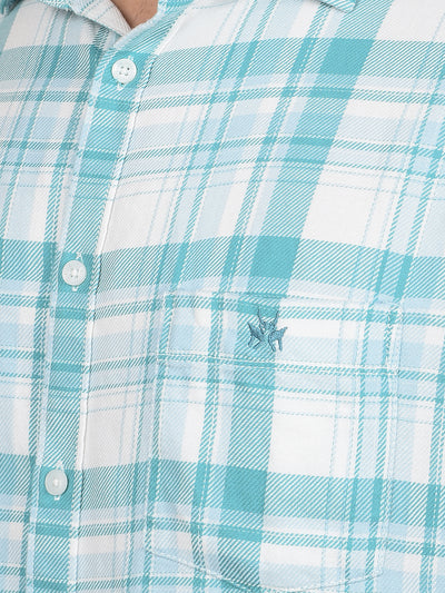 Blue Checked 100% Cotton Shirt-Men Shirts-Crimsoune Club