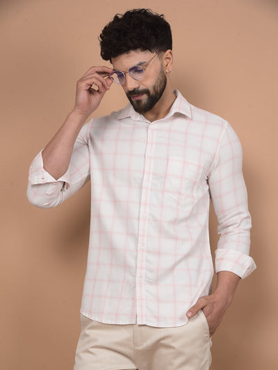 Pink Checked 100% Cotton Shirt-Men Shirts-Crimsoune Club