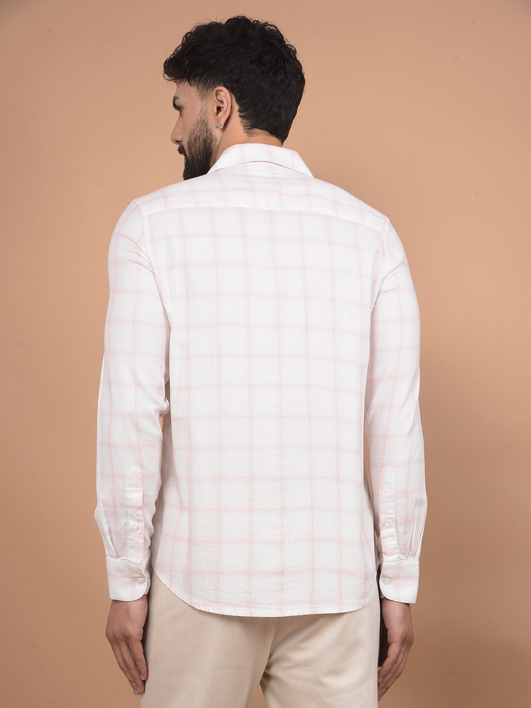 Pink Checked 100% Cotton Shirt-Men Shirts-Crimsoune Club