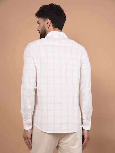 Pink Checked 100% Cotton Shirt-Men Shirts-Crimsoune Club