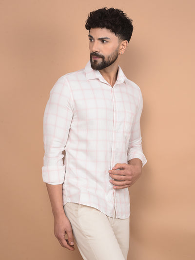 Pink Checked 100% Cotton Shirt-Men Shirts-Crimsoune Club