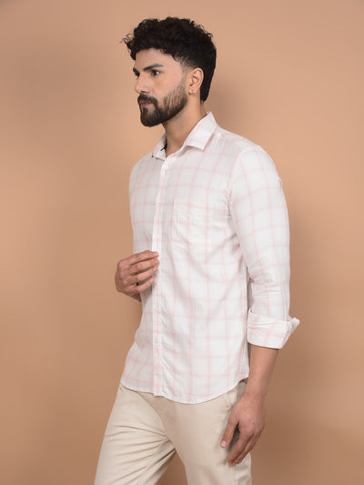 Pink Checked 100% Cotton Shirt-Men Shirts-Crimsoune Club