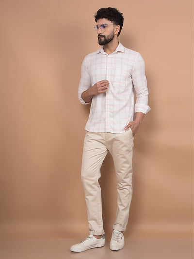 Pink Checked 100% Cotton Shirt-Men Shirts-Crimsoune Club