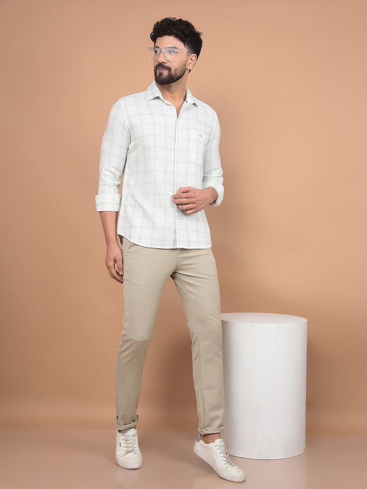 Green Checked 100% Cotton Shirt-Men Shirts-Crimsoune Club