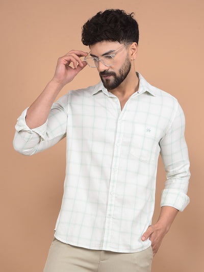 Green Checked 100% Cotton Shirt-Men Shirts-Crimsoune Club