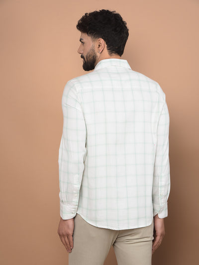 Green Checked 100% Cotton Shirt-Men Shirts-Crimsoune Club