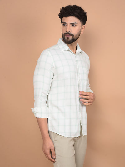 Green Checked 100% Cotton Shirt-Men Shirts-Crimsoune Club