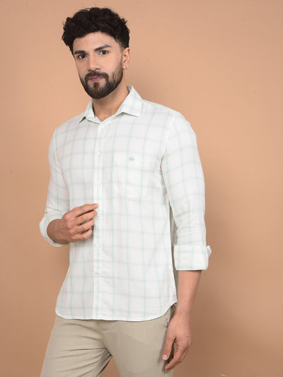 Green Checked 100% Cotton Shirt-Men Shirts-Crimsoune Club