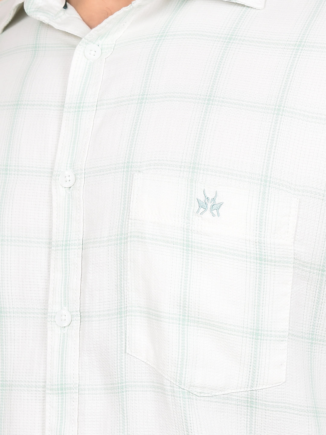 Green Checked 100% Cotton Shirt-Men Shirts-Crimsoune Club