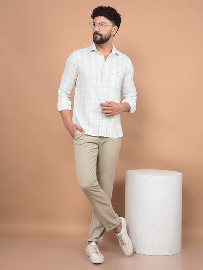 Green Checked 100% Cotton Shirt-Men Shirts-Crimsoune Club