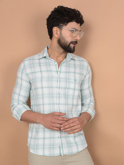 Green Checked 100% Cotton Shirt-Men Shirts-Crimsoune Club