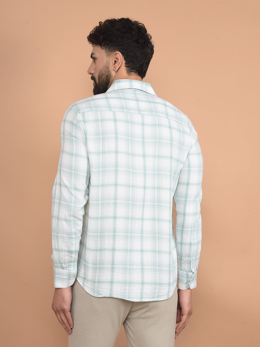 Green Checked 100% Cotton Shirt-Men Shirts-Crimsoune Club